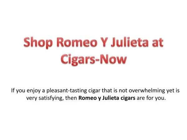Buy Romeo Y Julieta Cigars