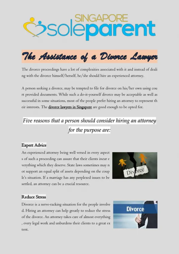 The Assistance of A Divorce Lawyer