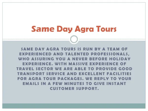 Agra Tour Packages, One Day Trip to Agra