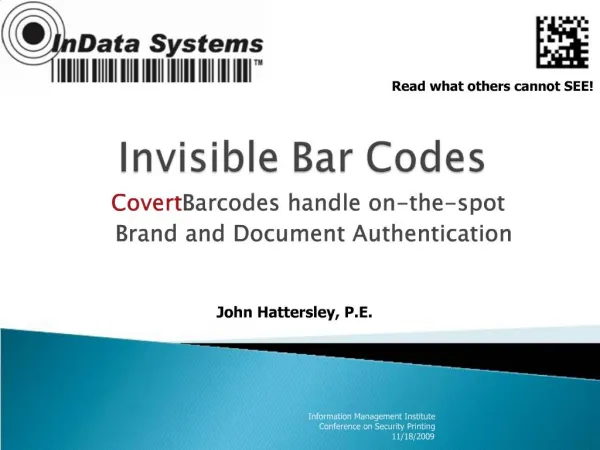 Invisible Bar Codes