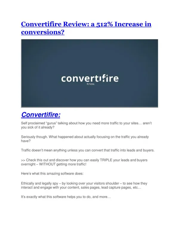 Convertifire review - Convertifire top notch features