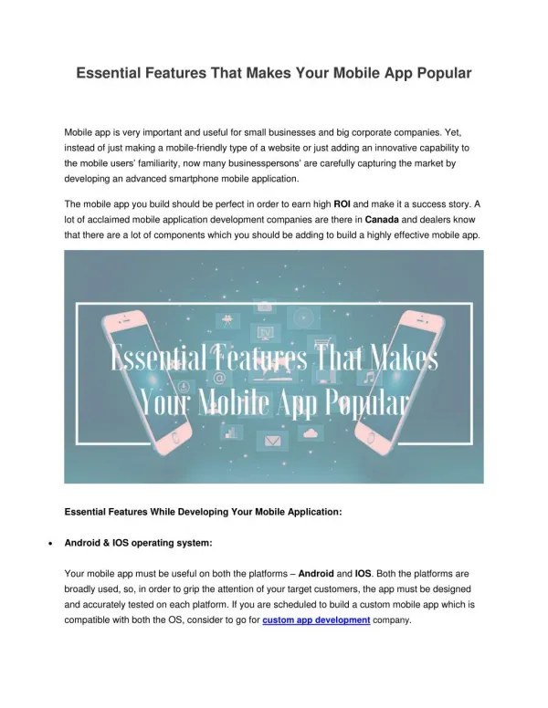 Essential Features That Makes Your Mobile App Popular - iMedia Designs