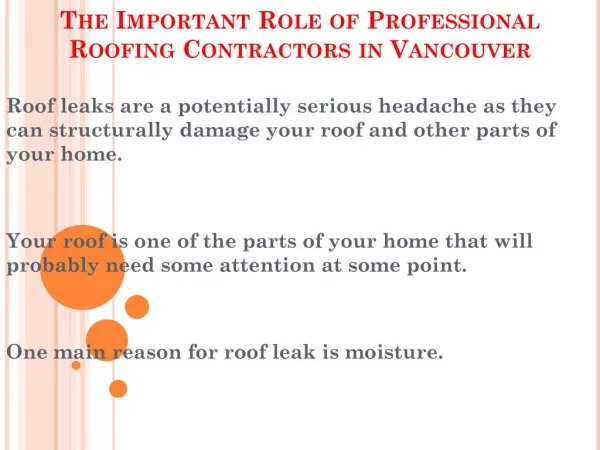 Talented Professional Roofing Contractors in Vancouver
