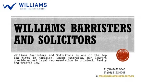Williams Barristers and Solicitors Is One of the Top Law Firms in Adelaide