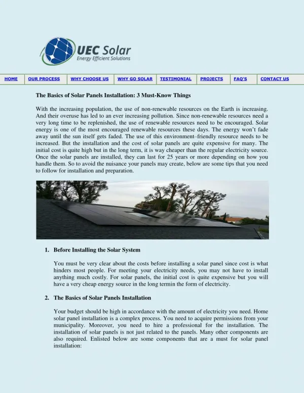 The Basics of Solar Panels Installation: 3 Must-Know Things