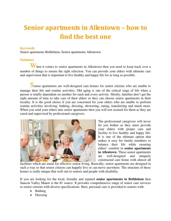 Senior apartments in Allentown – how to find the best one