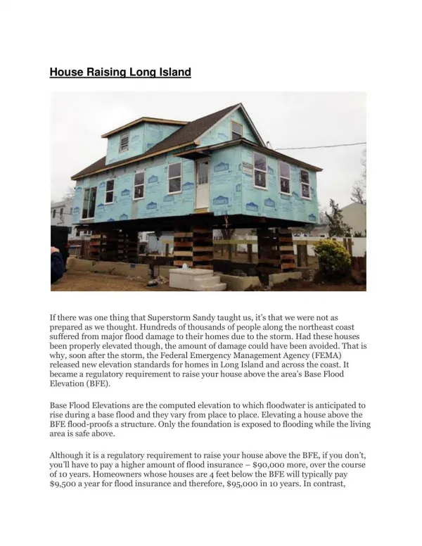 House Raising Long Island
