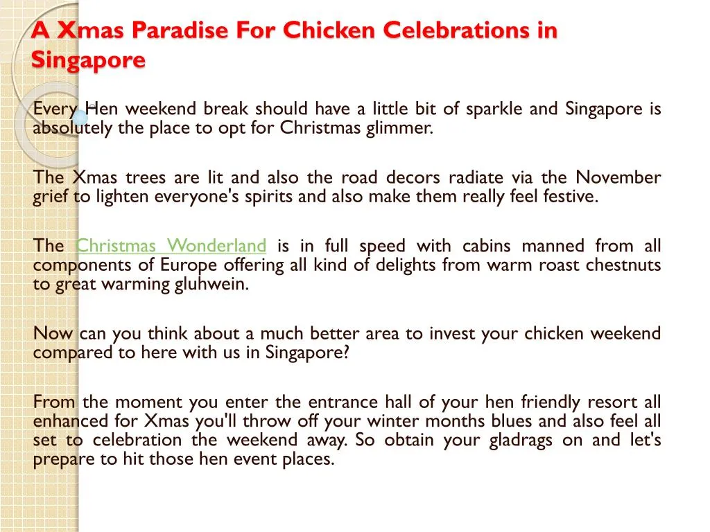 a xmas paradise for chicken celebrations in singapore