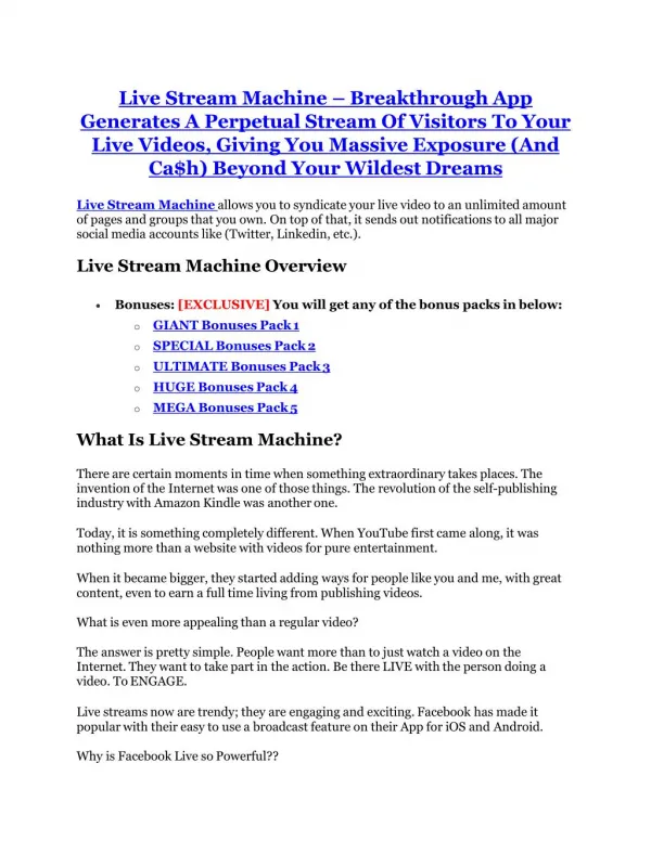 Live Stream Machine Review - (FREE) Bonus of Live Stream Machine
