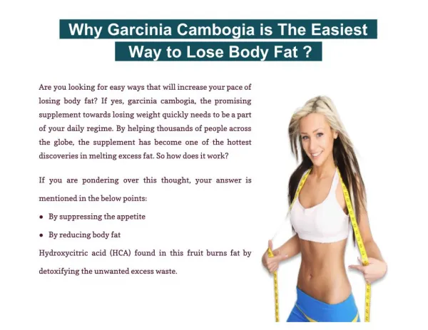 Why Garcinia Cambogia is The Easiest Way to Lose Body Fat?