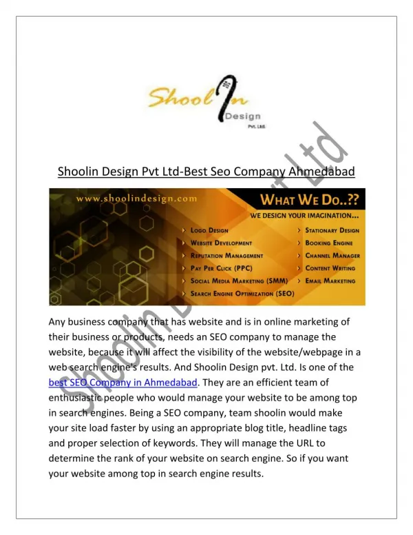Best Seo Company Ahmedabad - Shoolin Design Pvt Ltd