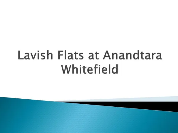 2 BHK Flats in Keshav Nagar at Anandtara Whitefield