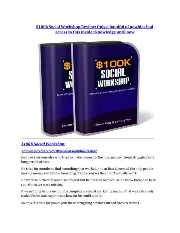 $100k Social Workshop review and (GET) 100 items bonus pack
