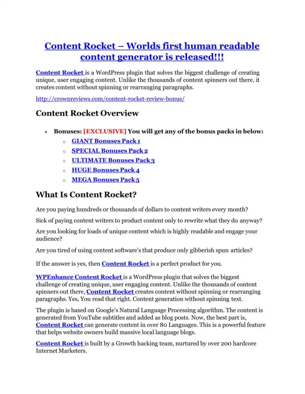 Content Rocket review and (COOL) $32400 bonuses