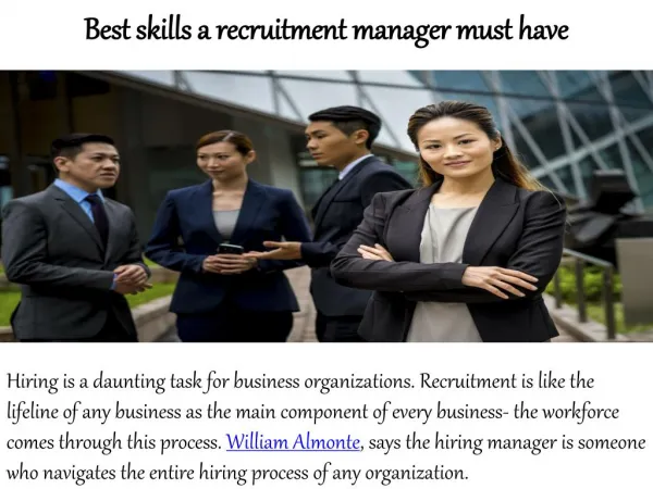 William Almonte Mahwah New Jersey - Best Skills a Recruitment Manager Must Have