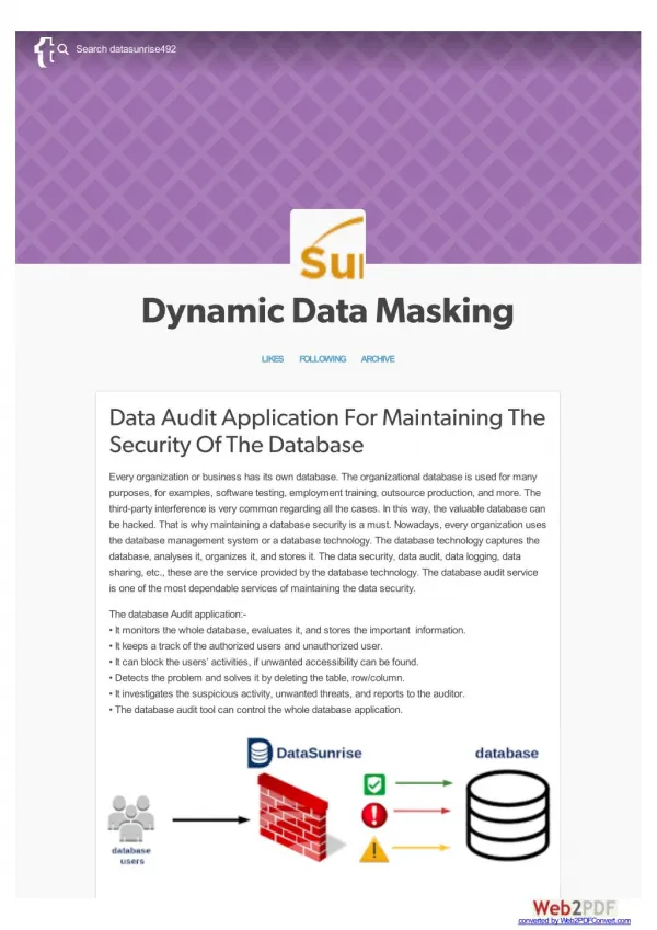 Data Audit Application For Maintaining The Security Of The Database