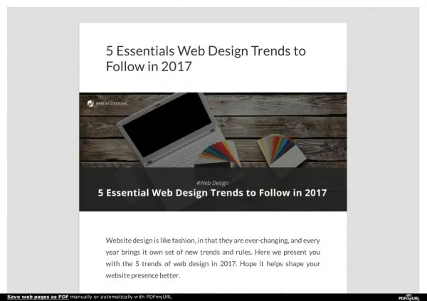5 Essentials Web Design Trends to Follow in 2017