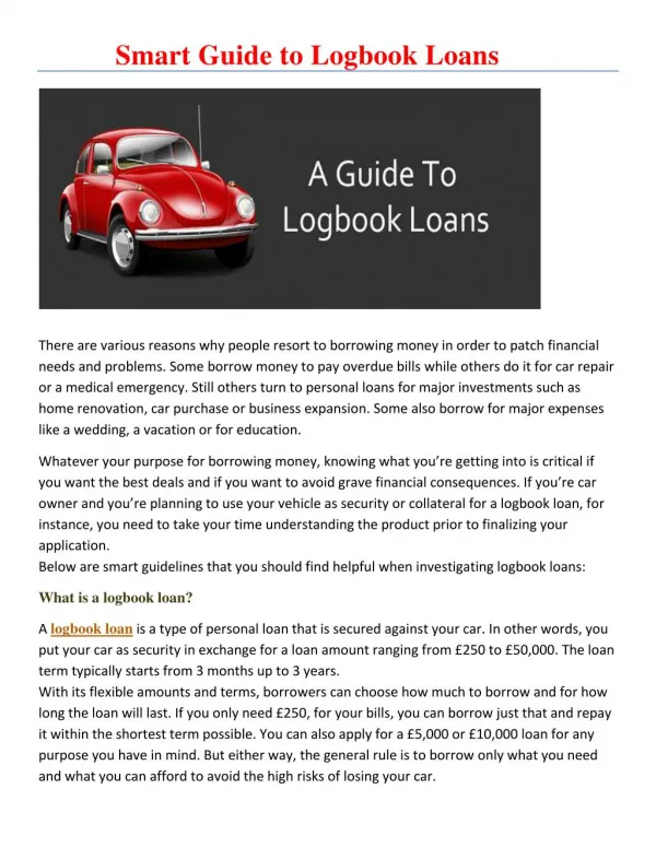 Smart Guide to Logbook Loans