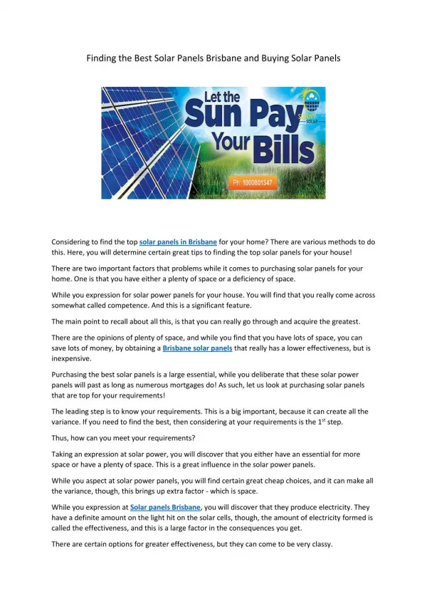 Finding the Best Solar Panels Brisbane and Buying Solar Panels