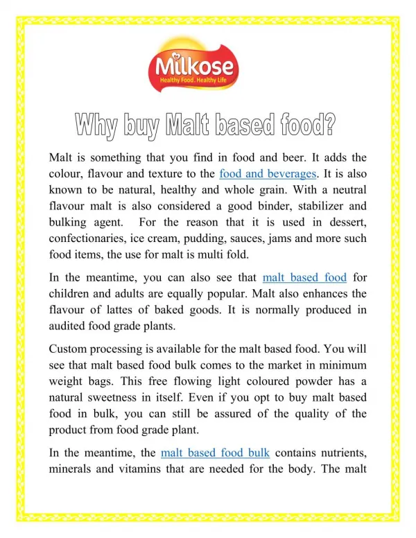 why buy malt based food