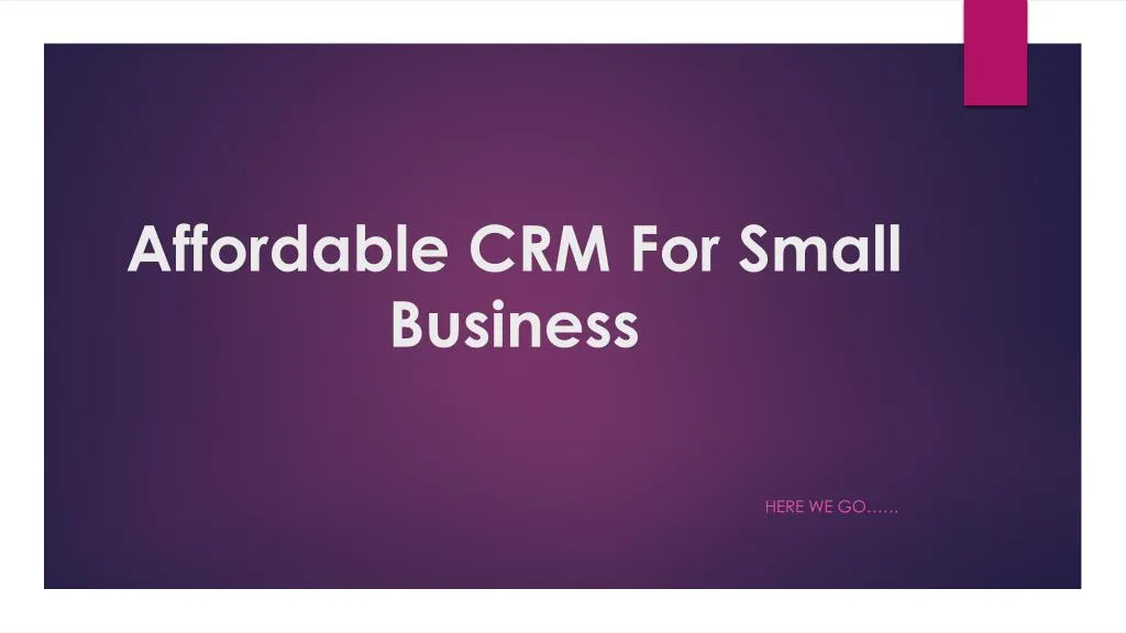 affordable crm for small business
