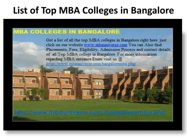 list of top mba colleges in bangalore