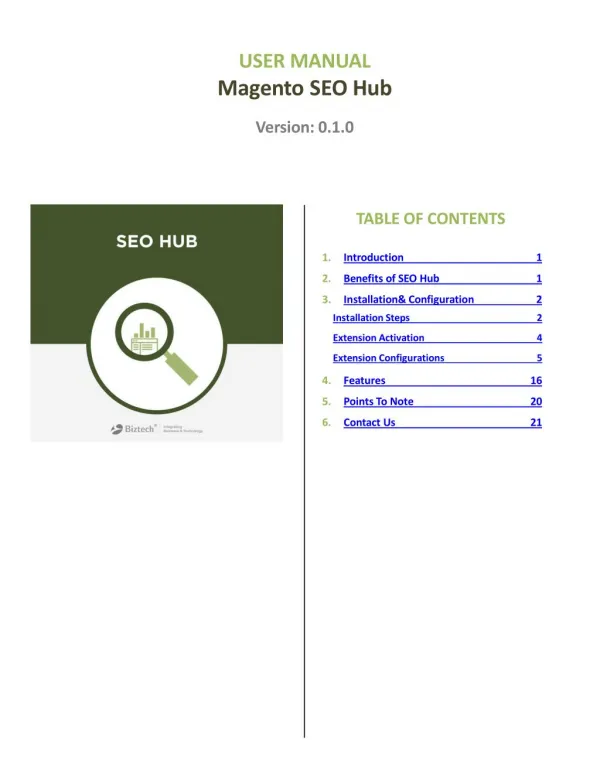 SEO Hub Extension : A complete on page solution for Magento