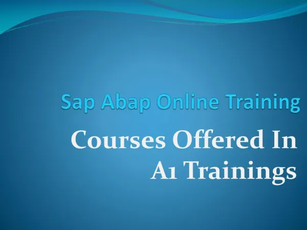 Sap abap online training - Course Content