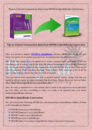 Tips to Convert Transaction Data from MYOB to QuickBooks - slide 1