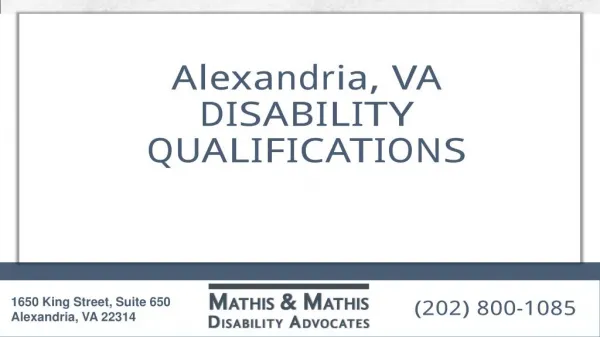 Alexandria, Va Disability Qualifications