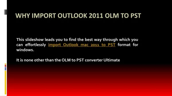 Outlook 2011 Mac Import PST Converter