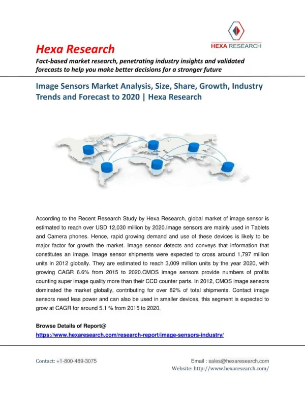 Image Sensors Market Share, Size, Growth, Industry Trends and Forecast to 2020 | Hexa Researchs