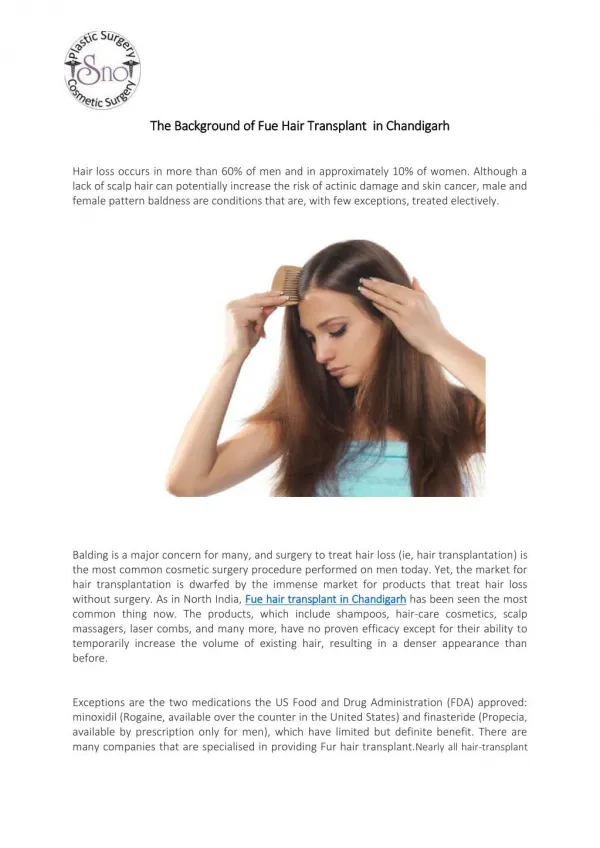 Hair Transplant in Chandigarh @SNOHOSPITAL