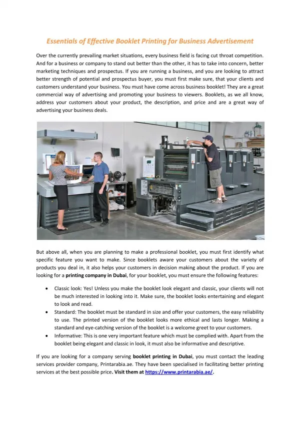 Essentials of Effective Booklet Printing for Business Advertisement