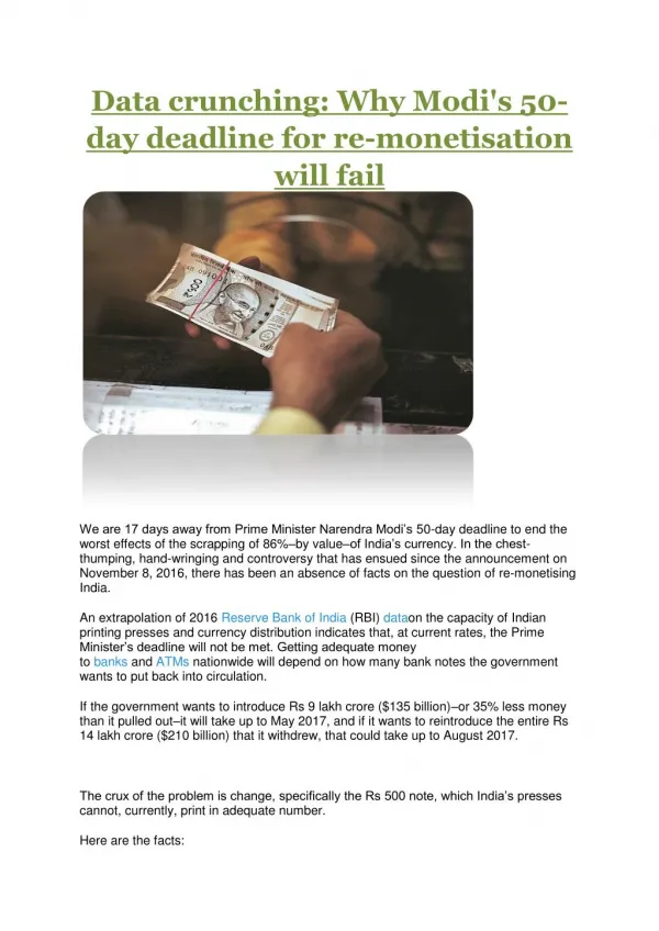 Data crunching: Why Modi's 50-day deadline for re-monetisation will fail