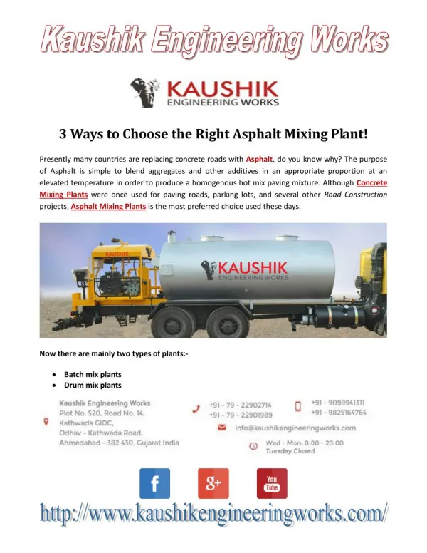 Choose The Right Asphalt Mixing Plant