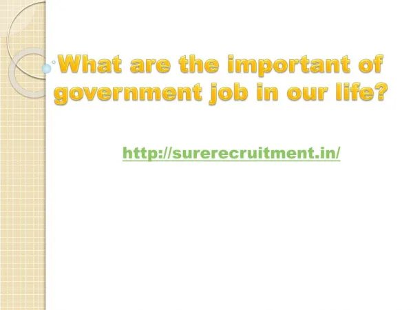 what are the important of government job in our life?