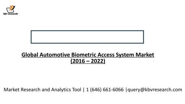 Global Automotive Biometric Access System Market