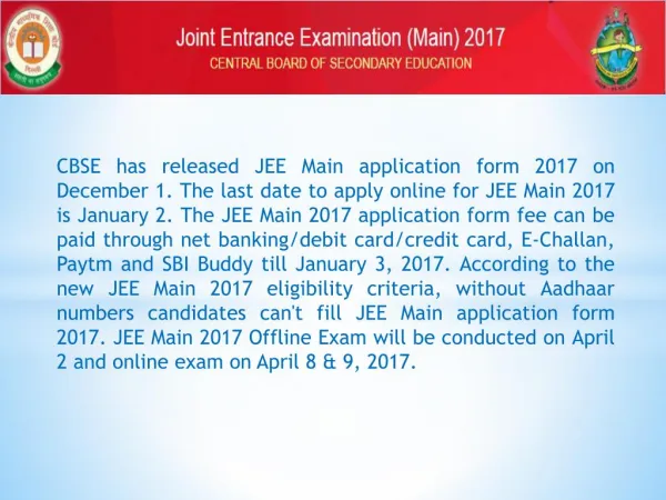 How to fill JEE Main 2017 Application Form?