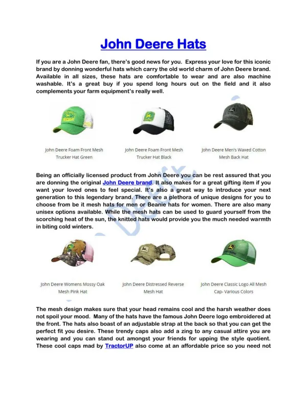 John Deere Hats