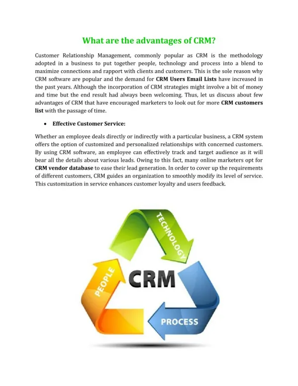 What are the advantages of CRM