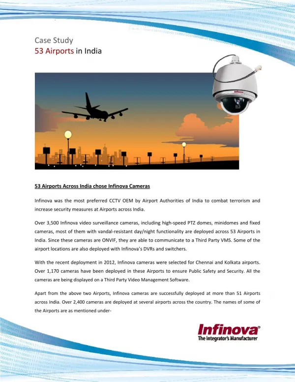 53 Airports Across India Chose Infinova Cameras