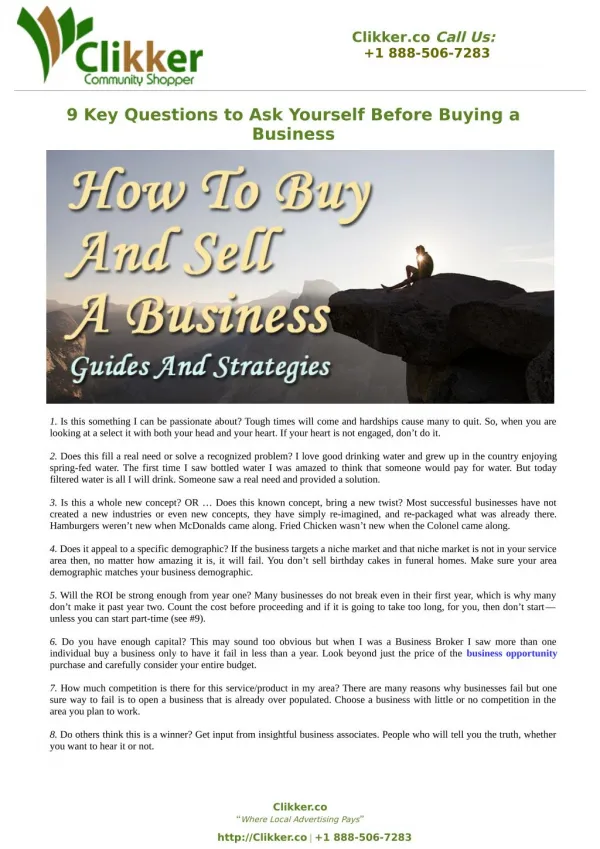 9 Key Questions to Ask Yourself Before Buying a Business