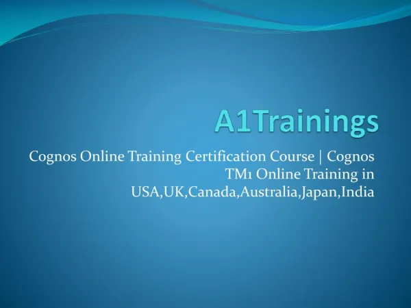 Cognos Online Training Certification Course | Cognos TM1 Online Training in USA,UK,Canada,India