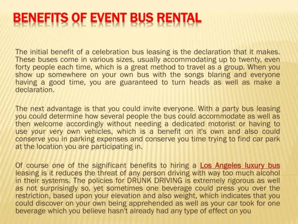Benefits of Event Bus Rental