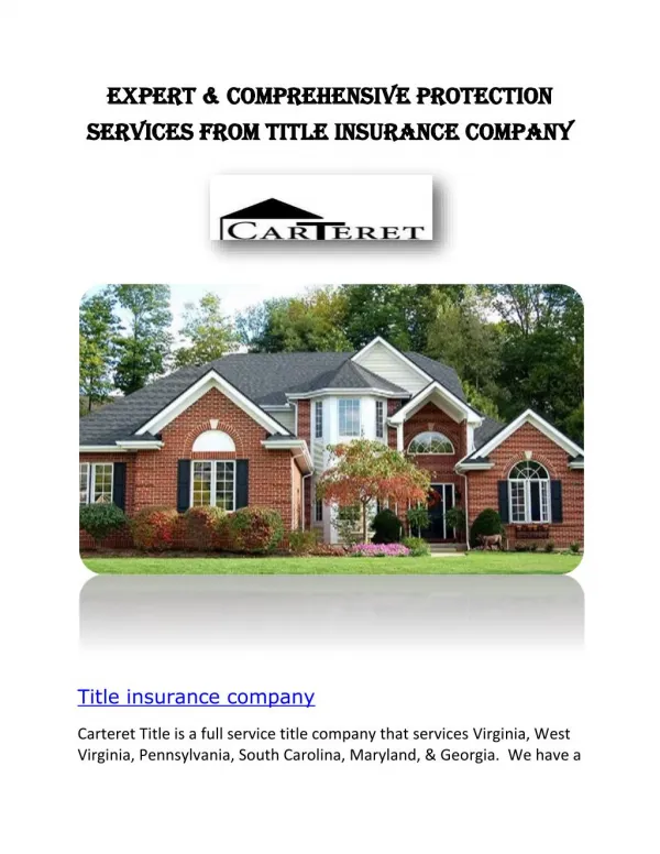 Old Republic Title Insurance | Carteret Title