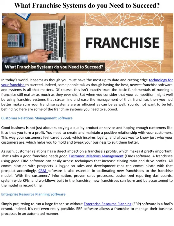 What Franchise Systems do you Need to Succeed?