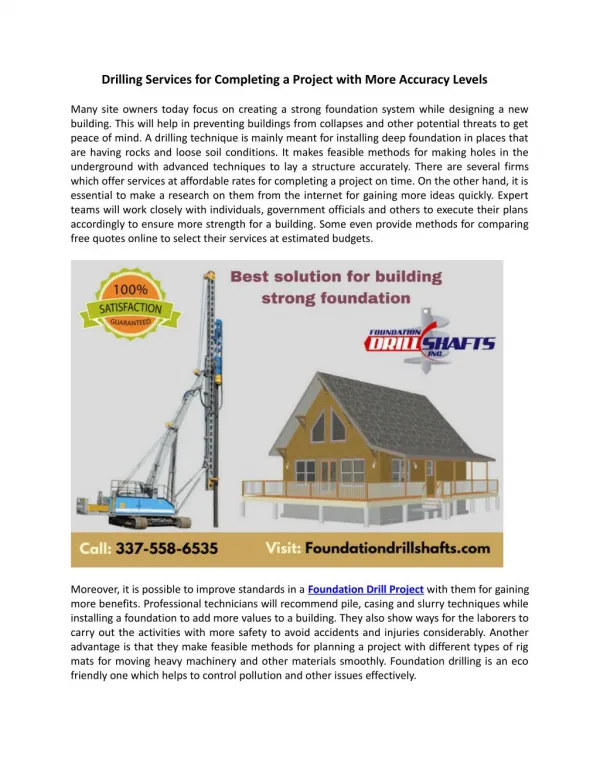 Drilling Services for Completing a Project with More Accuracy Levels