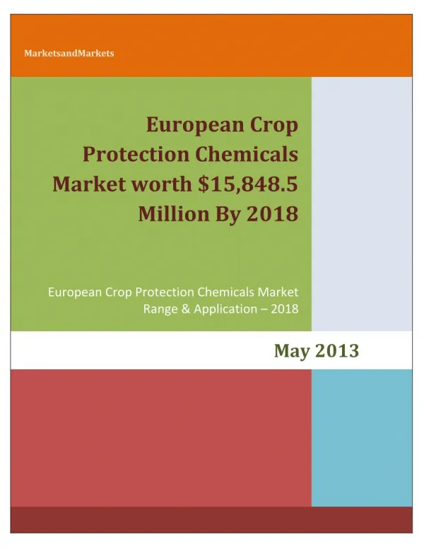 European Crop Protection Chemicals Market worth $15,848.5 Million By 2018