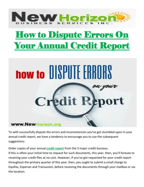 How to dispute errors on your annual credit report